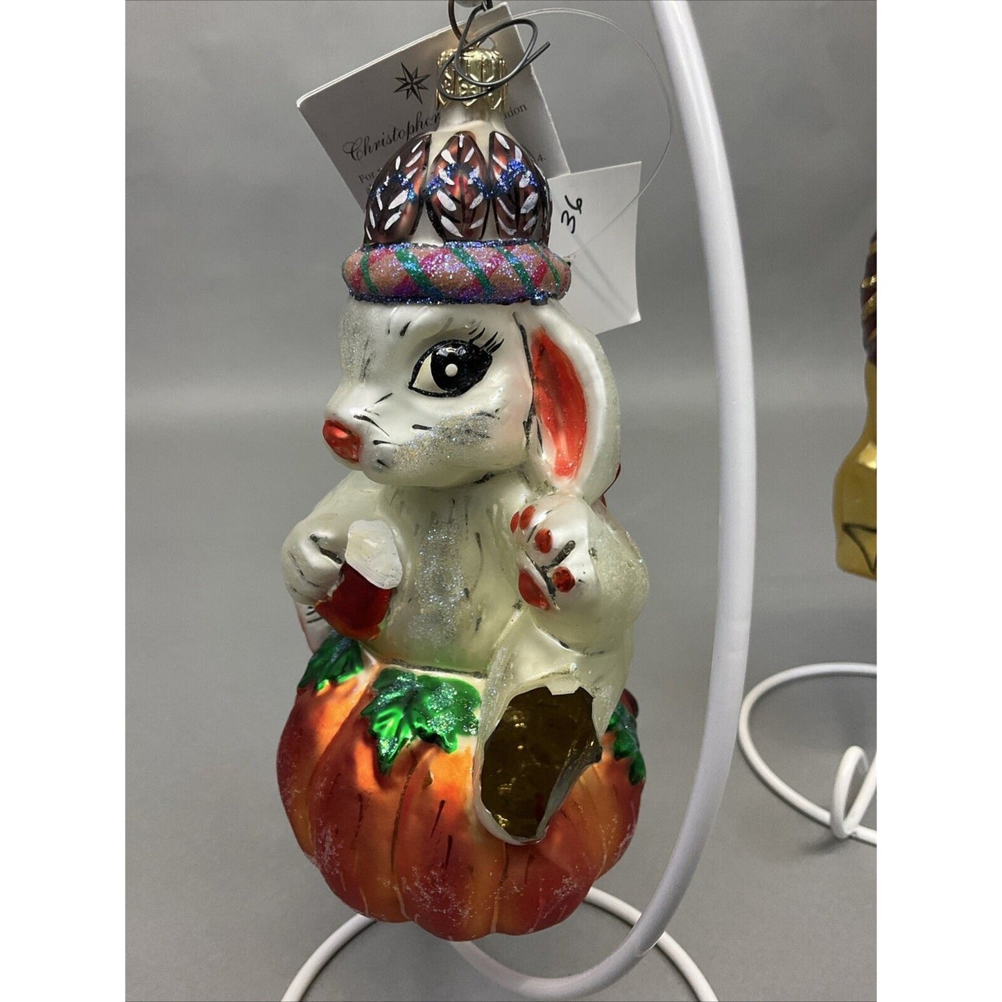 Radko Harvest Hare + Wizard Of Oz Lion Christmas Ornaments / Damaged