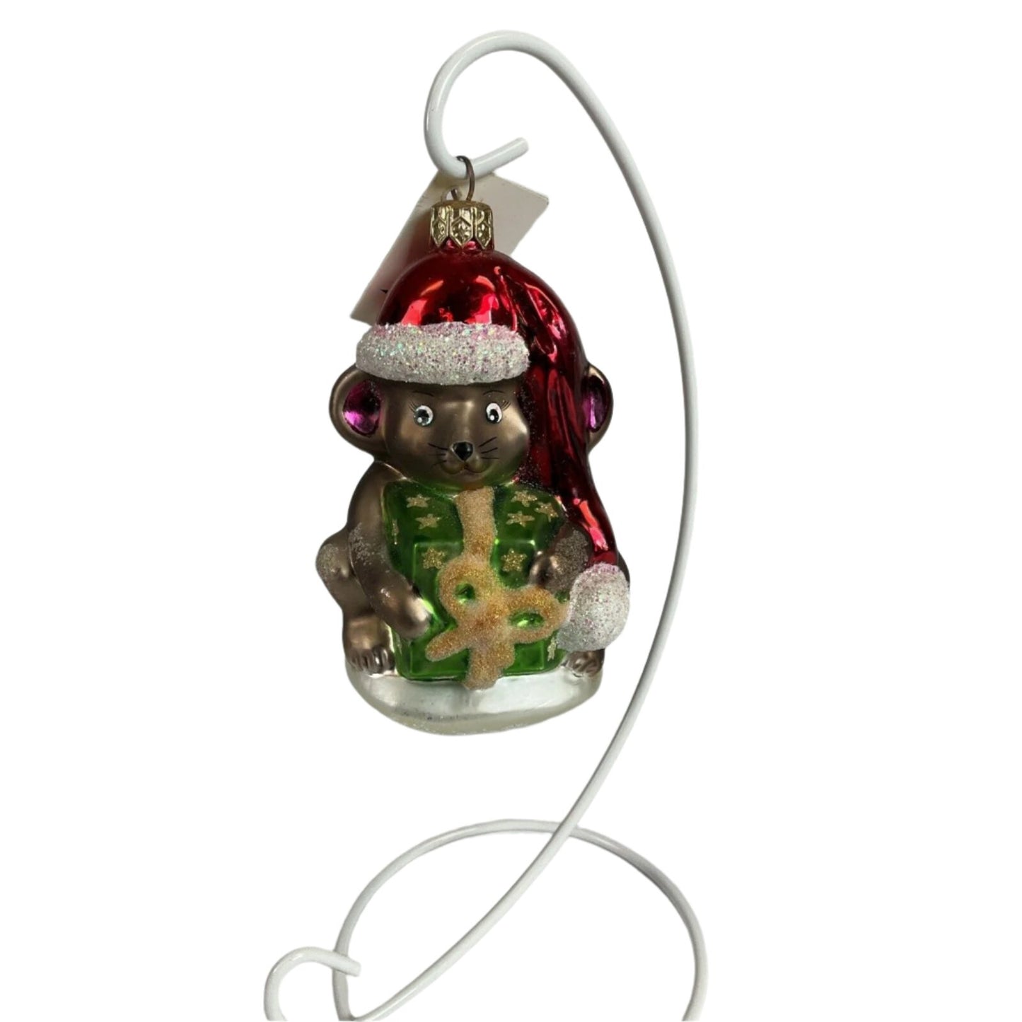 Christopher Radko Christmas Ornament Mouse Santa Hat with Present