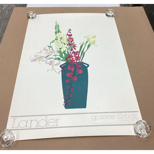 Galerie El Baz Lander - Floral Vase Poster - 39.5x27.25” Art Expo NY 1981