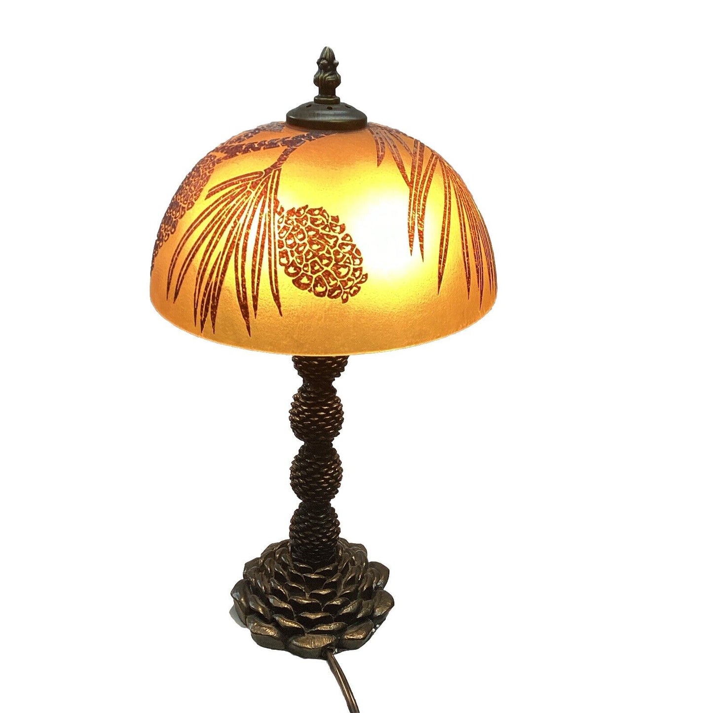 Vintage Pinecone Lamp And Glass Lampshade