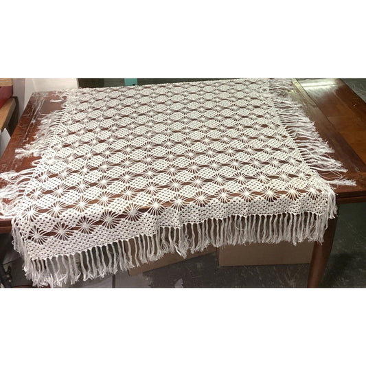 Vintage Crochet Bedspread Or Tablecloth - 42x40”