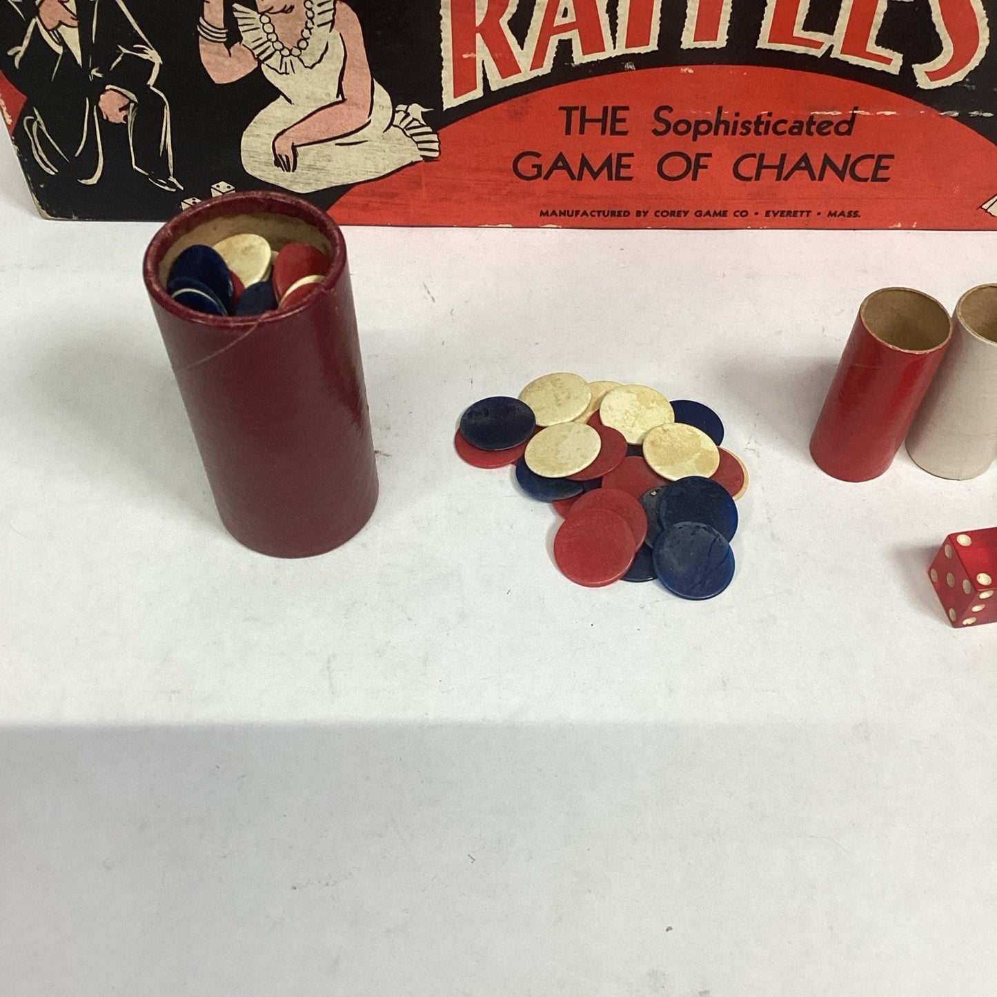1939 - Raffles: The Sophisticated Game of Chance - Game Pieces, Dice & Box Only