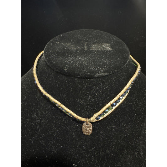 Leather Crystal Wrap Bracelet Choker Necklace 13”