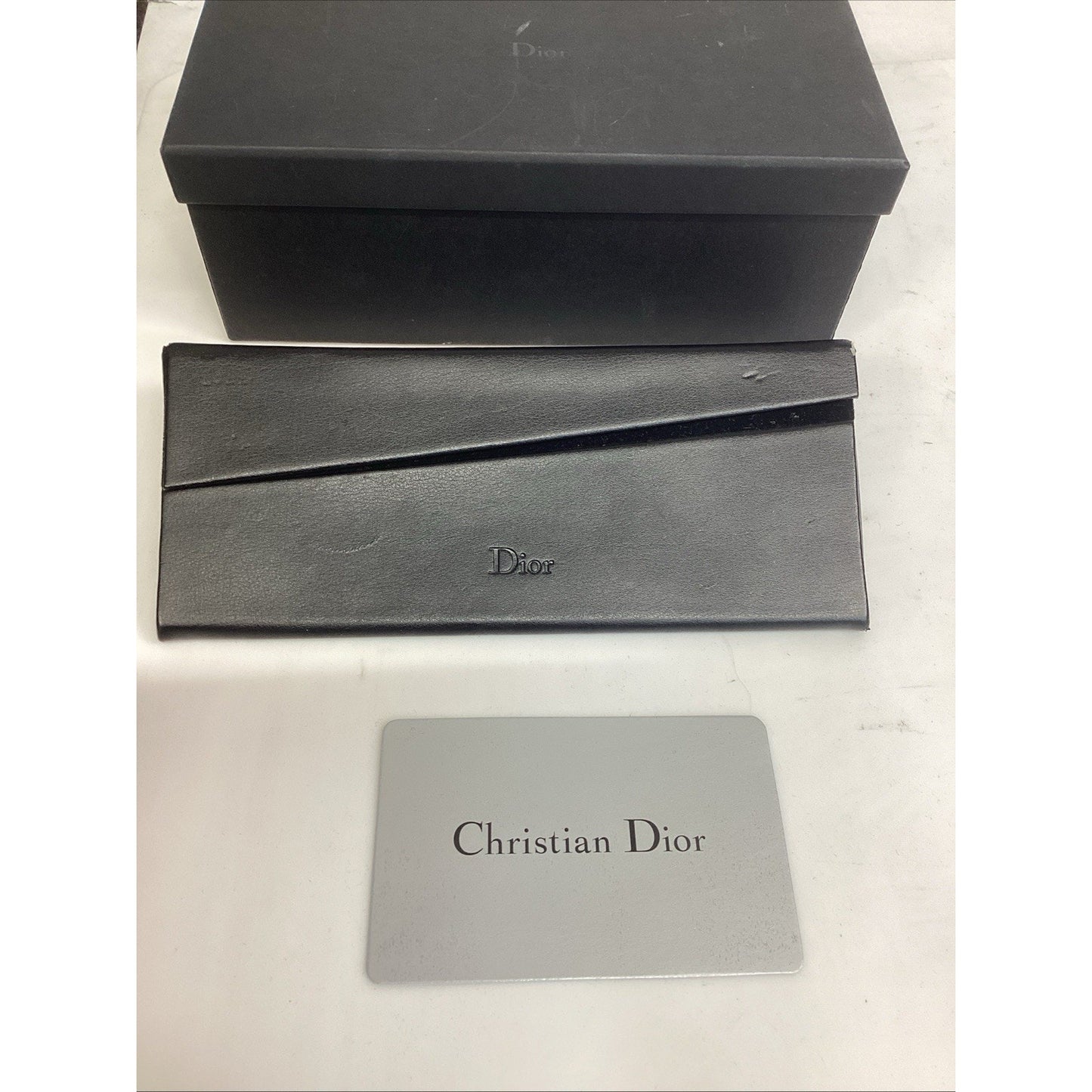 Christian Dior Black Folding Sunglasses Magnetic Eyeglasses Case With Card & Box