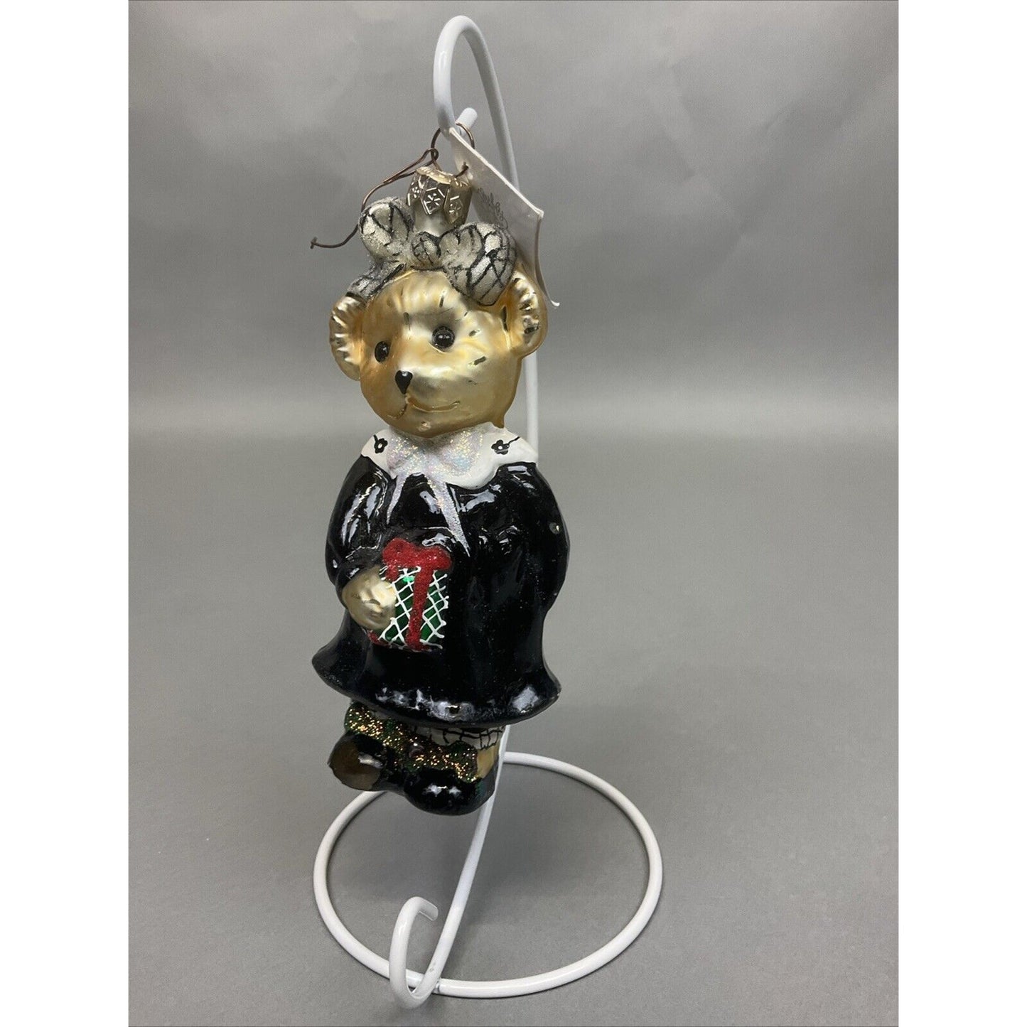 Radko Muffy Bear Portrait in Black and White + Balancing Act Ornaments / Damaged