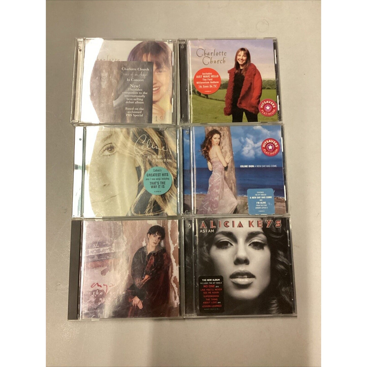 Lot Of 6 CDs By Charlotte Church, Celine Dion, Enya & Alicia Keys