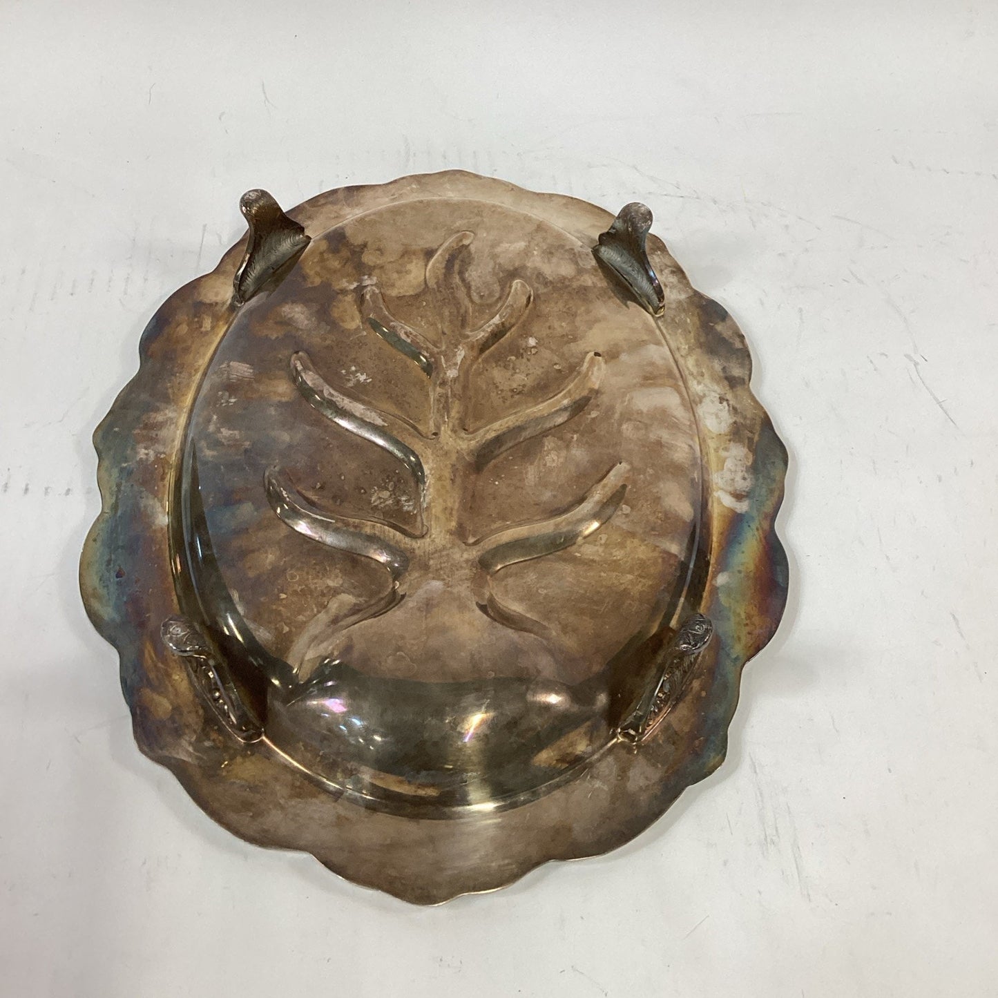 Vintage Tree Of Life Footed Silver Plated Footed Platter