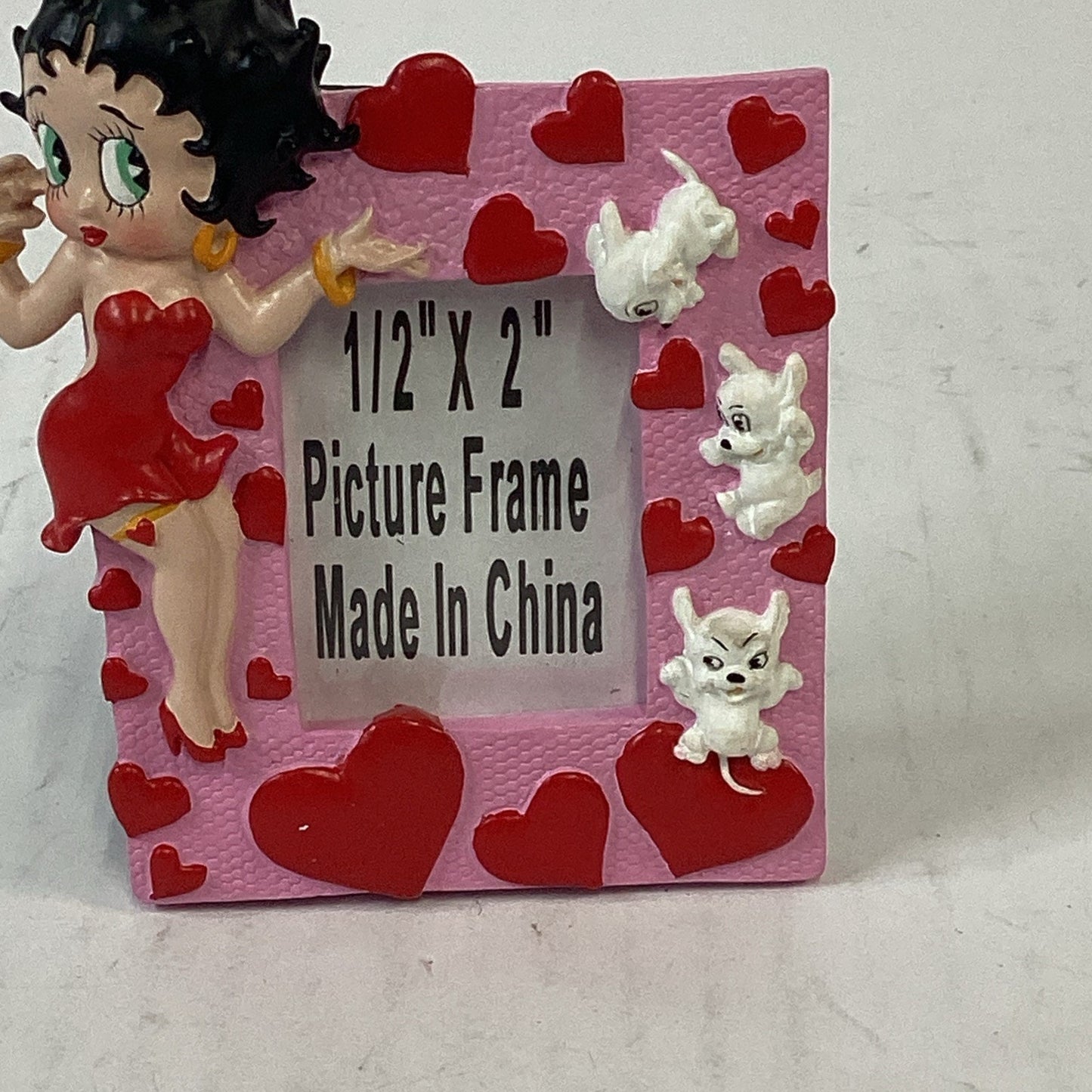 Vintage 1996 Betty Boop And Pudgy Hearts Collectible Pink Picture Frame NOS