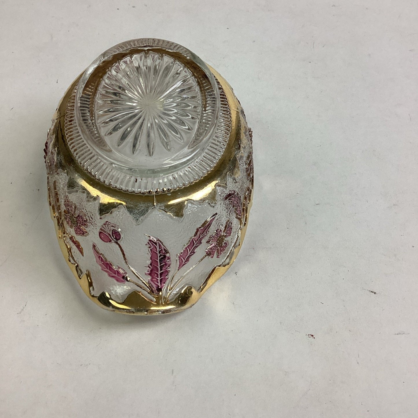 EAPG US Glass Co Rose Stain Delaware Pattern Master Berry Oval Bowl 5 5/8”