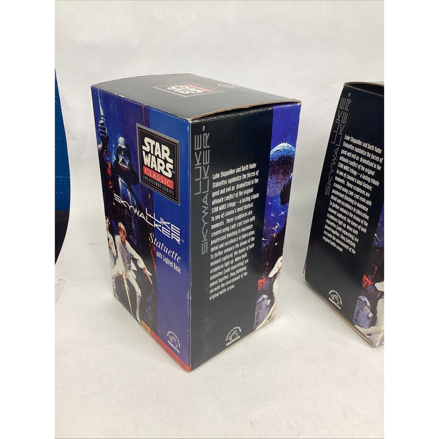 2 VTG Star Wars Classic Luke Skywalker Statuette With Working Lighted Base