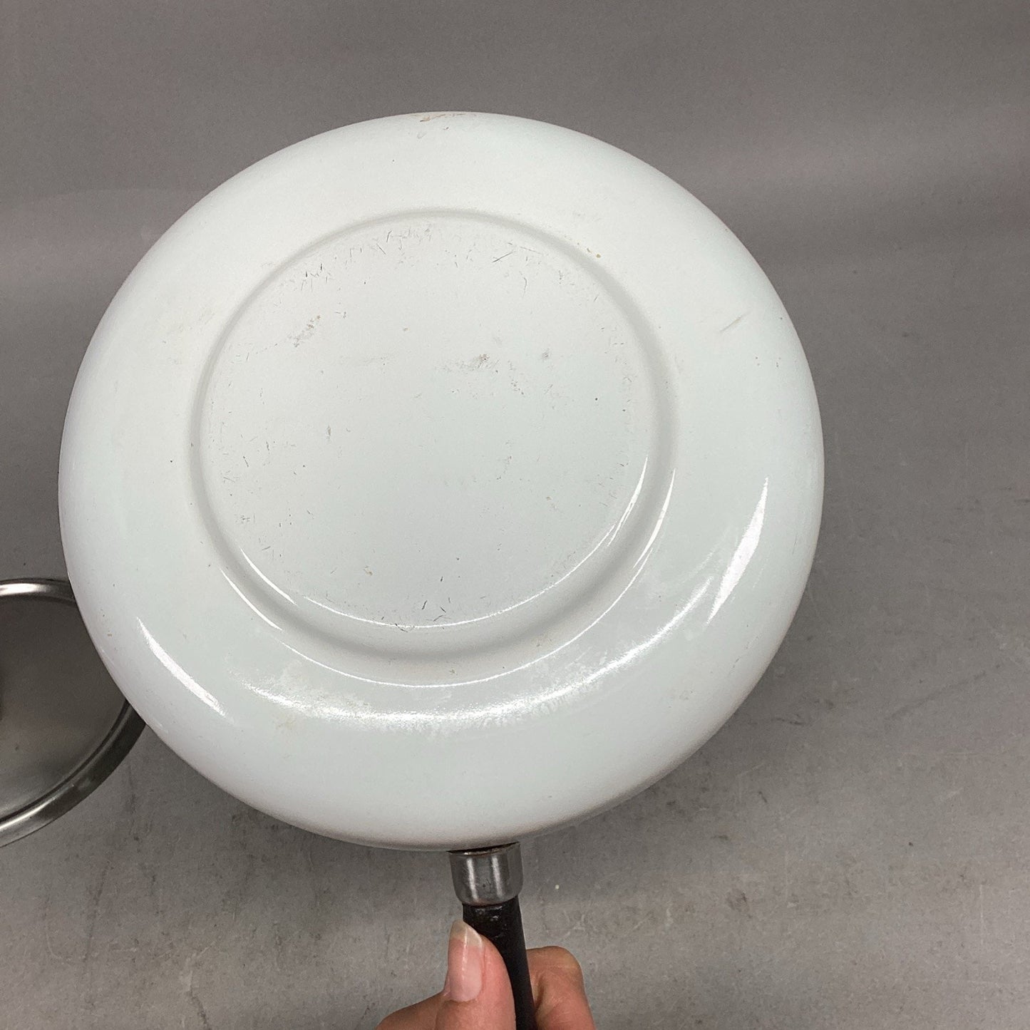 Vintage White Sauce Fondue Pot With Lid