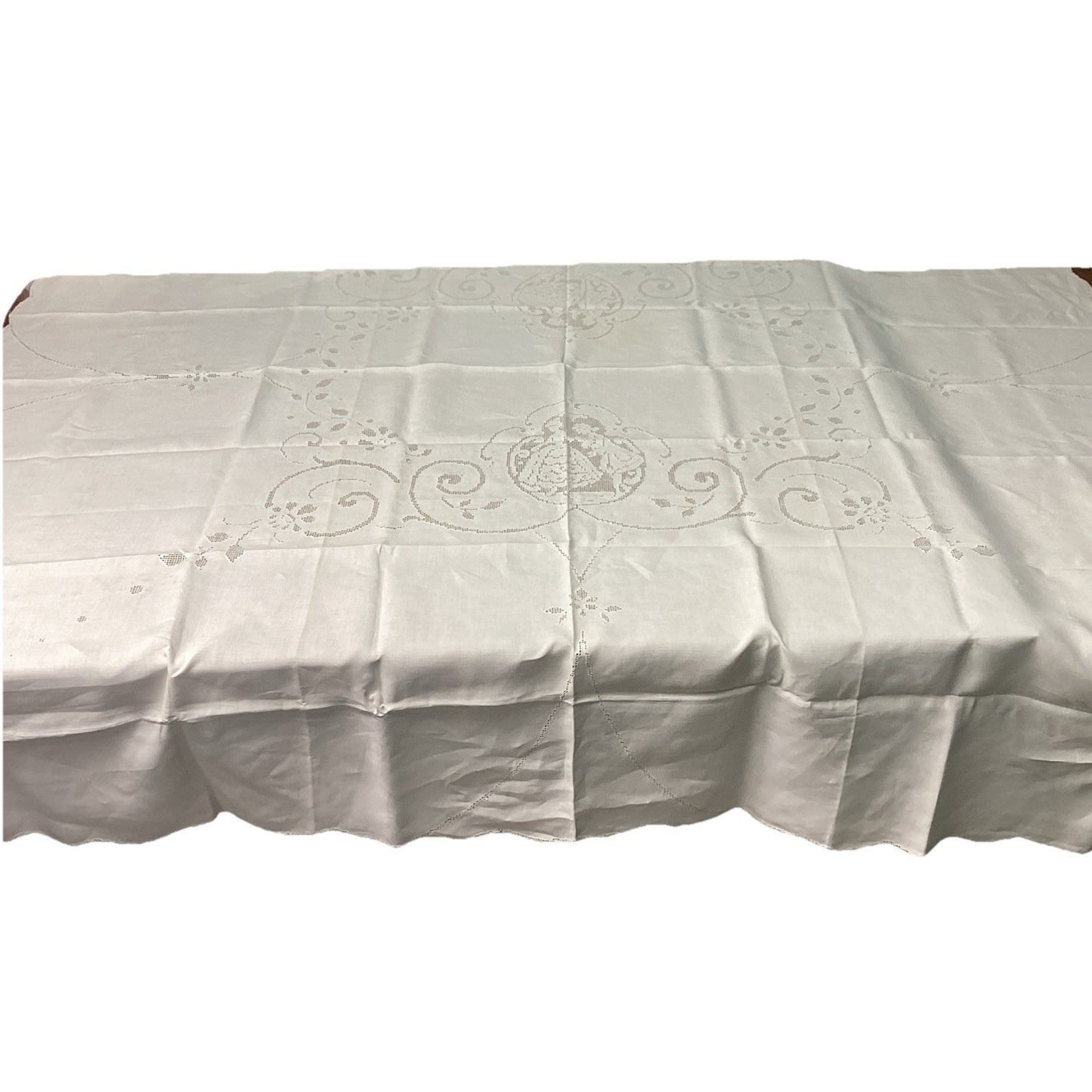 Rectangular White Table Cloth - ‘Dancing Duo’ Wedding Table Cloth - 70x70”
