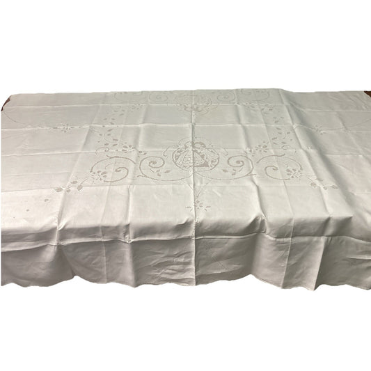 Rectangular White Table Cloth - ‘Dancing Duo’ Wedding Table Cloth - 70x70”