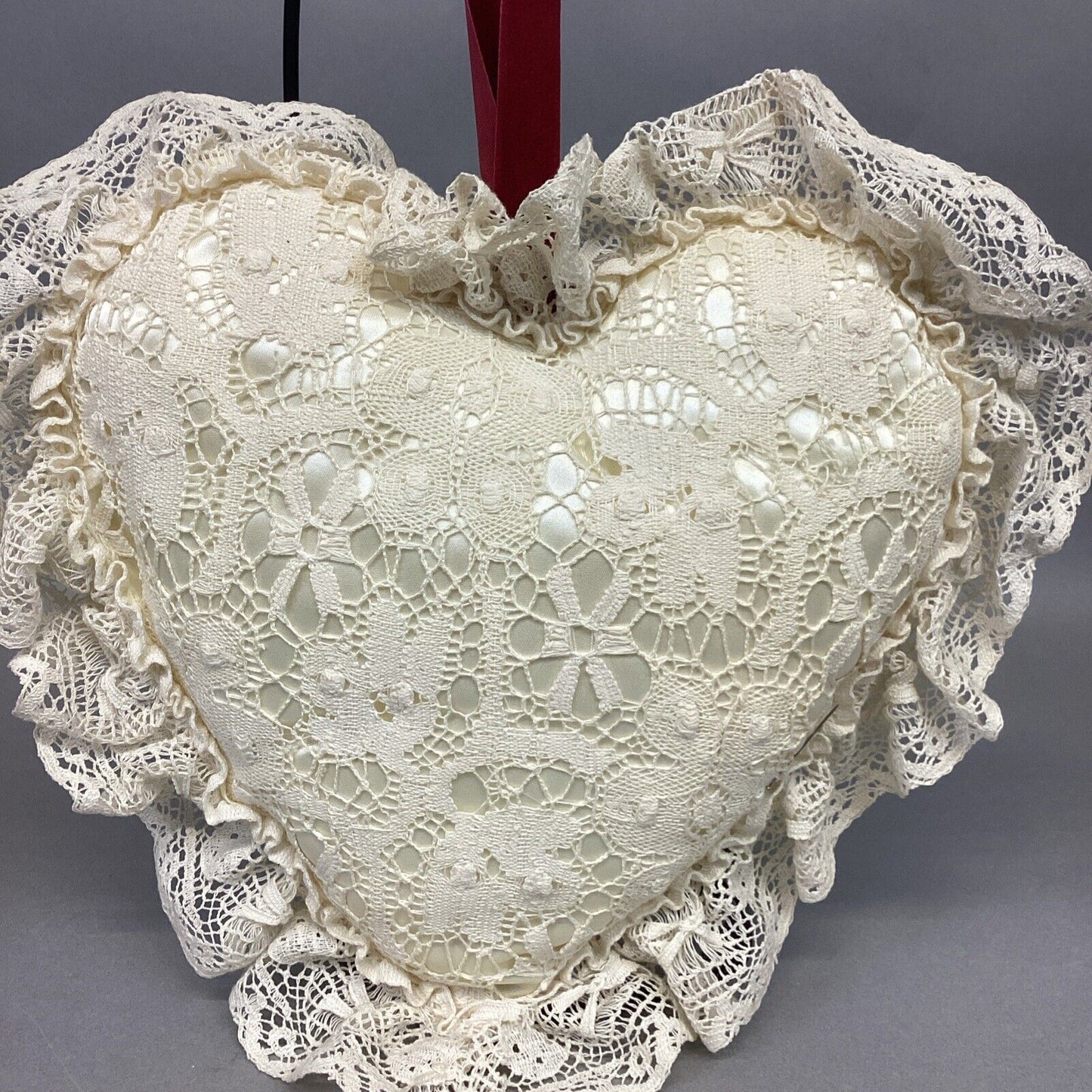Vintage Plush Off-white Heart Decoration