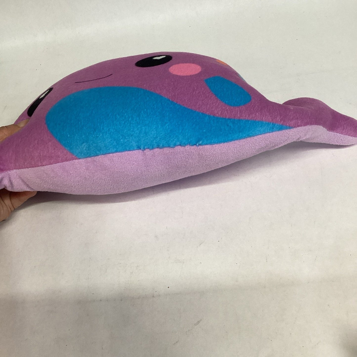 Purple Narwhal Unicorn Whale Rainbow Stuffed Animal Pillow Plush 17" Long