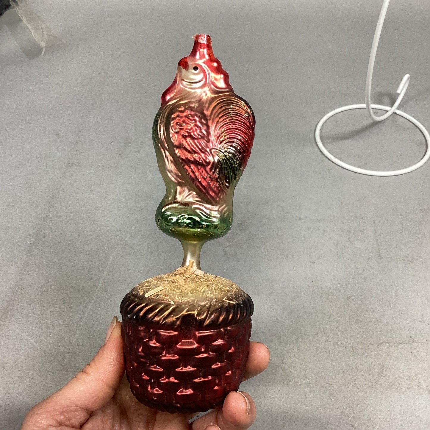 1998 Christopher Radko Rise & Shine Rooster 7" Ornament 98-082-0 No Topper