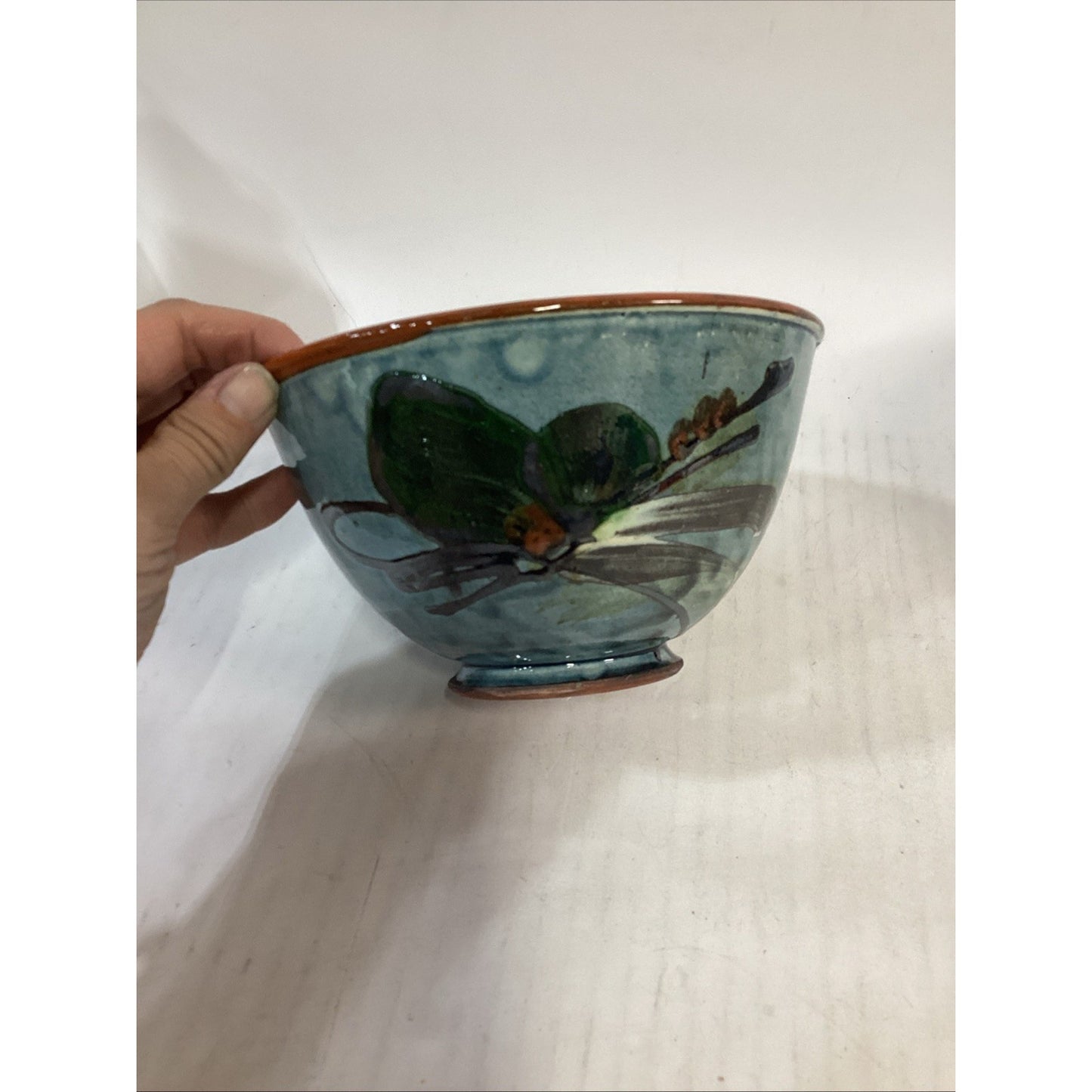 Lot Of 3 Hand Painted Glazed Pottery Bowls - 3.75”Hx6.5”D