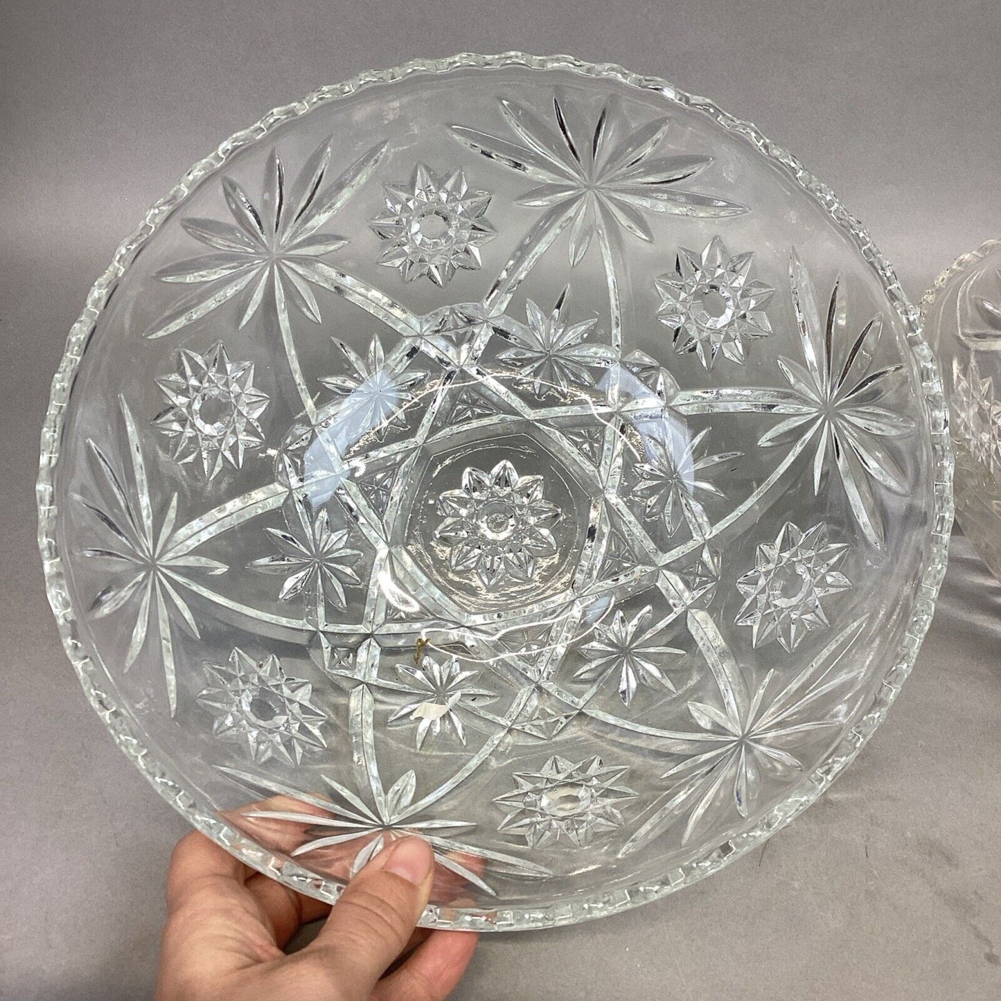 Set Of 2 Vintage Anchor Hocking Star Of David Glass Salad Fruit Bowl