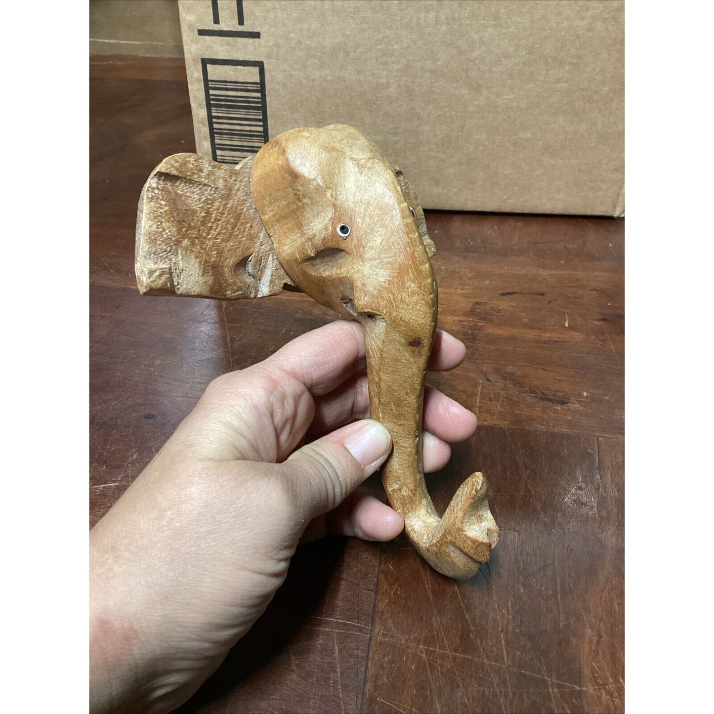 Kenya Elephant Soapstone Marble Figurine & Wooden Handcarved Elephant