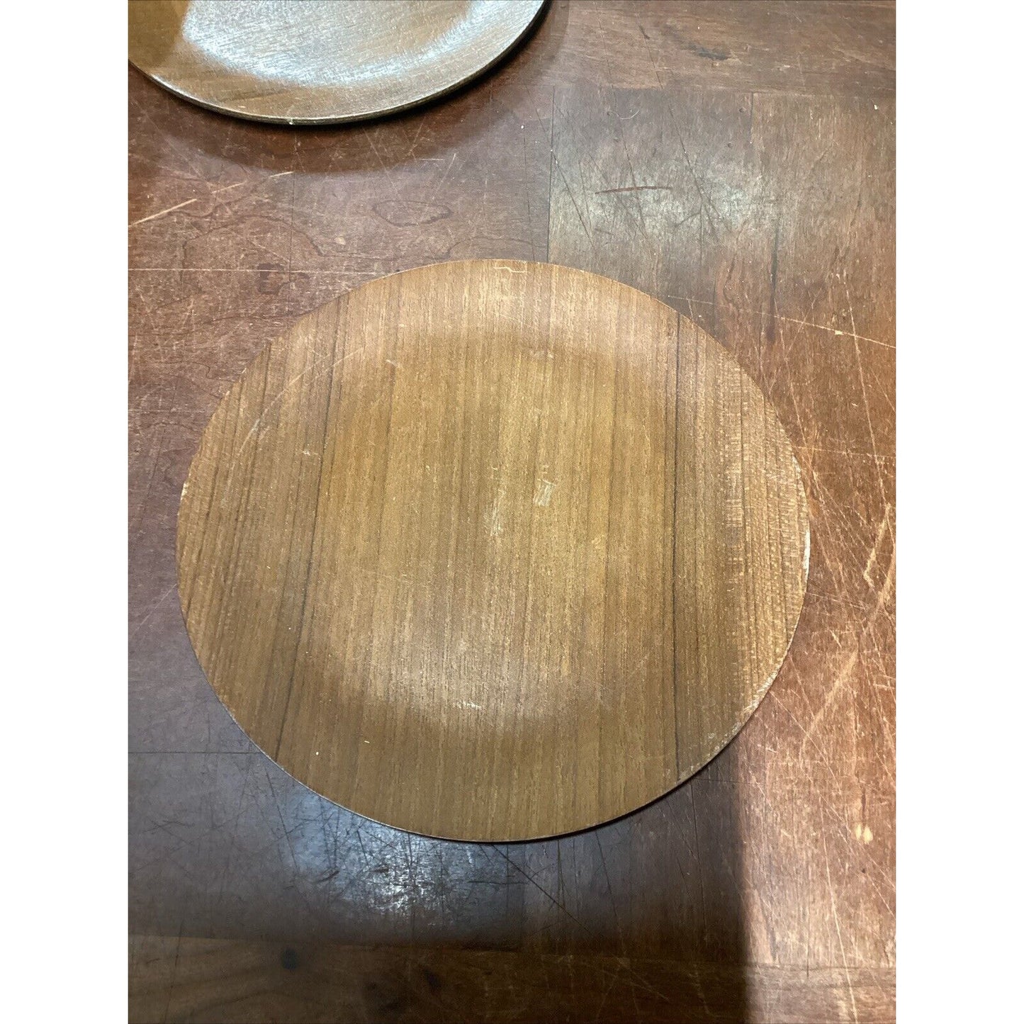 Set Of 3 Coronet Genuine Laminated Thailand Teakwood Plates - 8”D