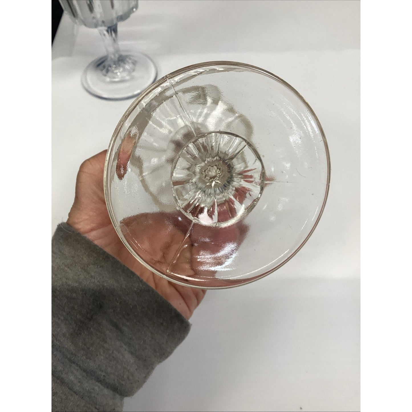 Vintage EAPG Frosted Glass Goblets: Ribbed Stem, Set of 2