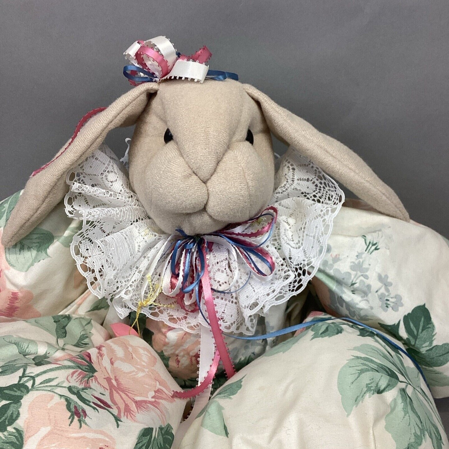 Vintage Collectible Primitive Handmade Plush Bunny Rabbit W/ Tag - 21”