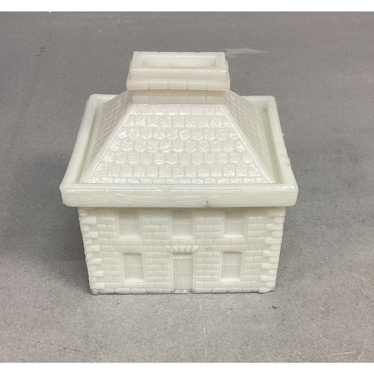 Westmoreland Milk Glass Schoolhouse Mustard Jar With Lid