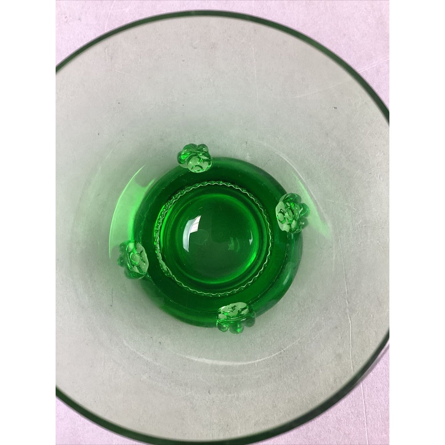 Theresienthal Bacchus Rosette Green Wine Tumbler Rock Glass - 3.5”x3”