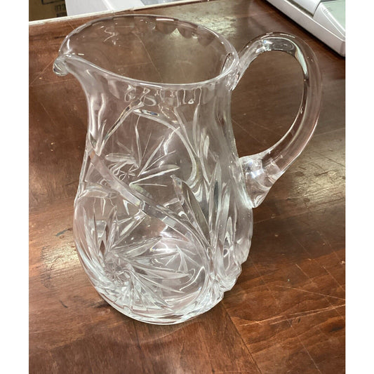 Vintage Elegant Cut Glass Water Lemonade Pitcher - 7.75”Hx4”W