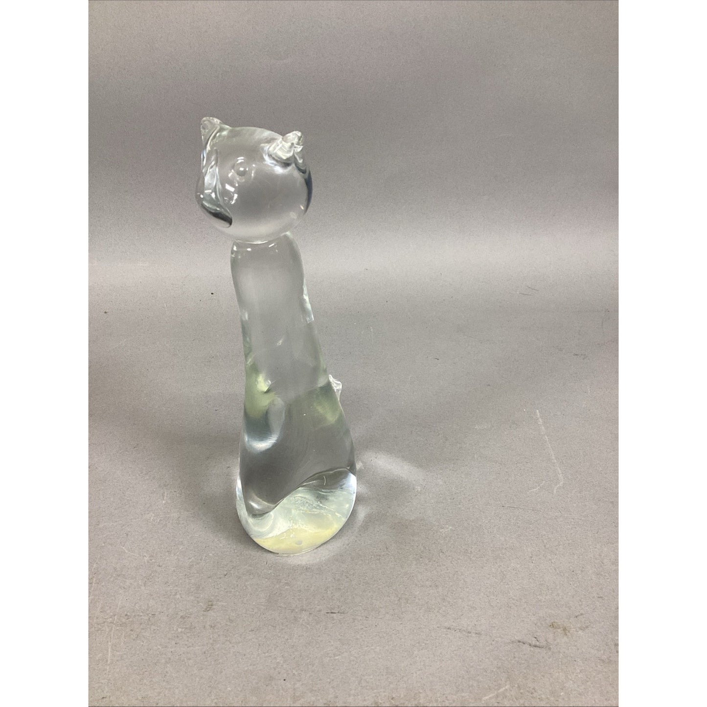 Vintage Glass Cat Figurine Paperweight - 7.25”H