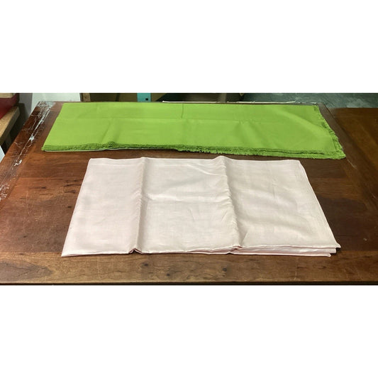 Set Of 2 Vintage Table Cloths - Olive Green (90x50”) And Light Pink (120x70”)