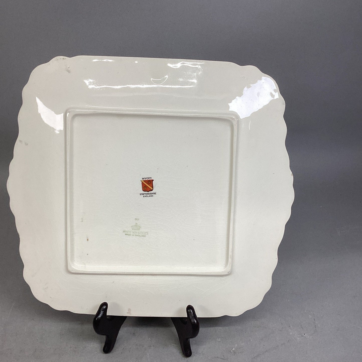 VTG Myott Staffordshire INDIAN TREE Scalloped Square Luncheon Cake Plate 11.5"