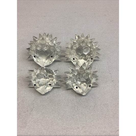 Set Of 4 Glass Porcupine Family Figurines - 2 Are Damaged