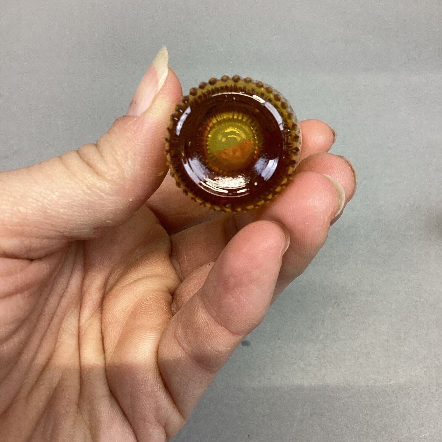 Vintage 1950’s Amber Colored Shot Glass & VTG Clear Shot Glass