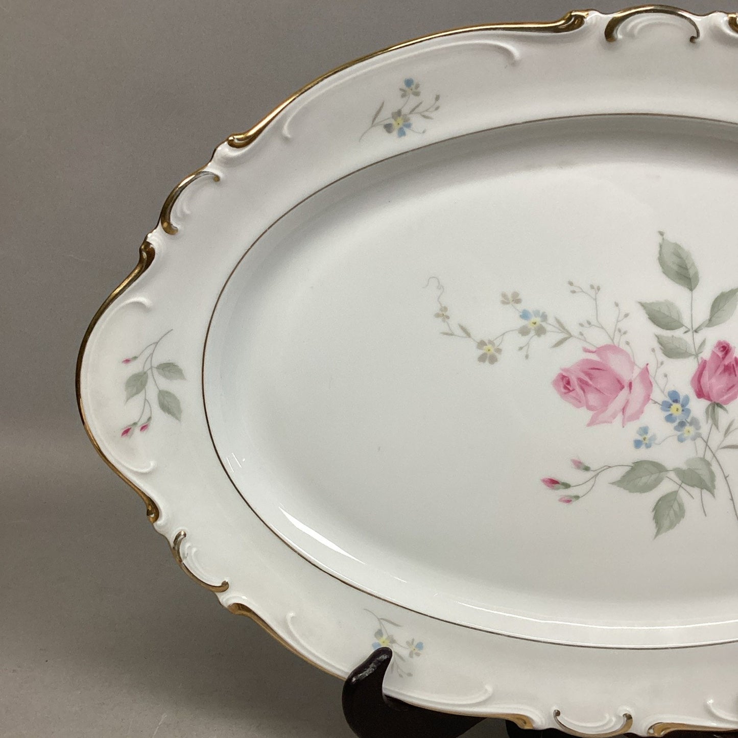 Set Of 2 Heinrich & Co. Selb Pink Floral Serving Platters - Bavaria Germany