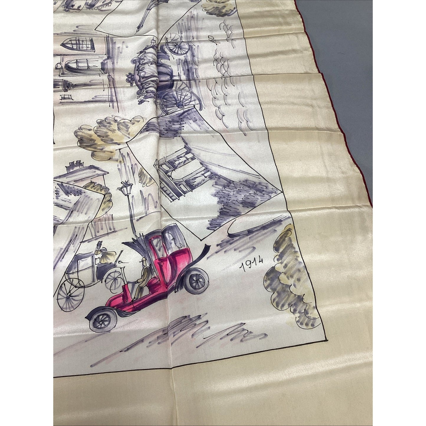 Women’s Silk Scarf Featuring 1914 Paris, France - 32x32”