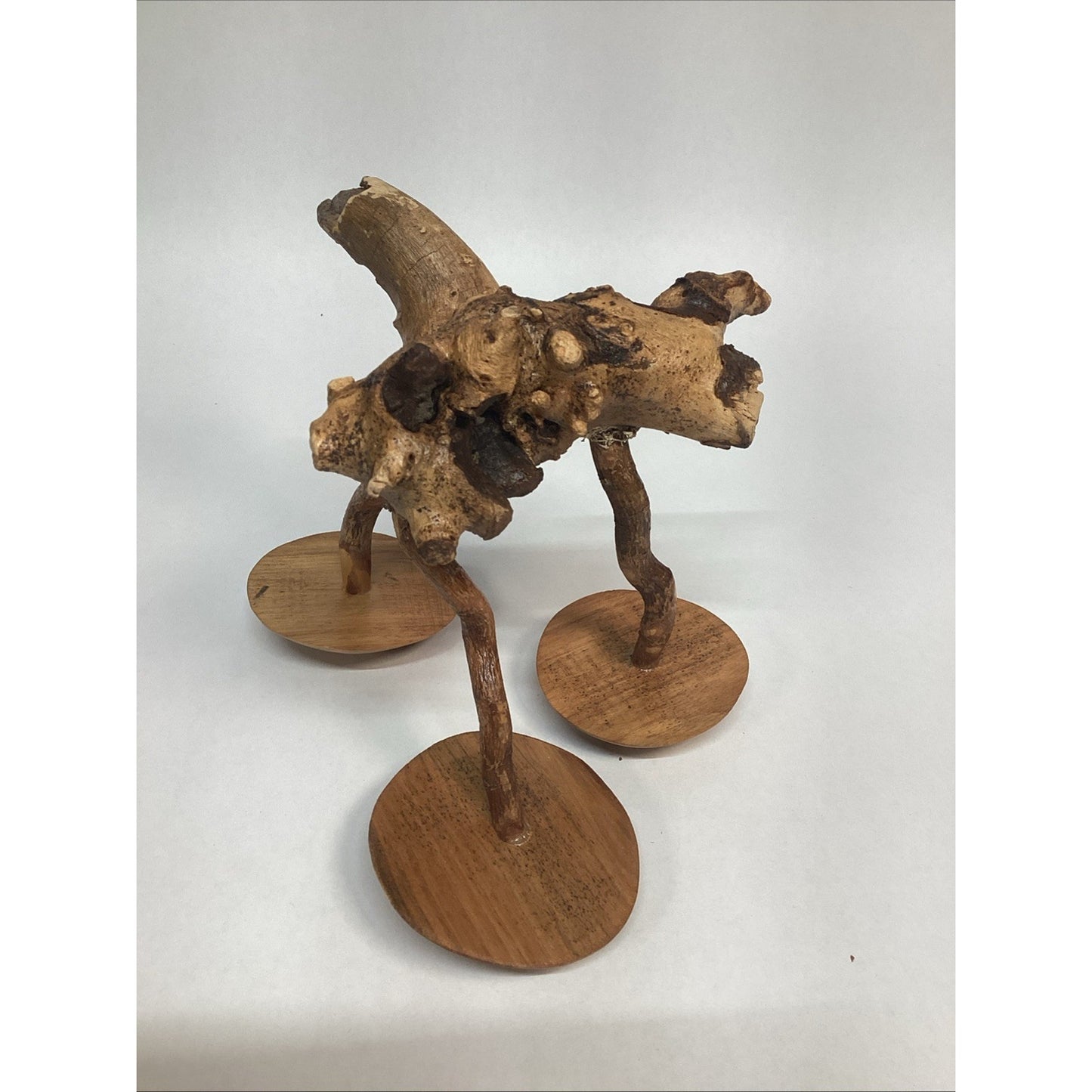 Vintage Hand Carved Glazed Wooden Sculpture