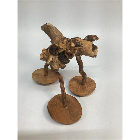 Vintage Hand Carved Glazed Wooden Sculpture