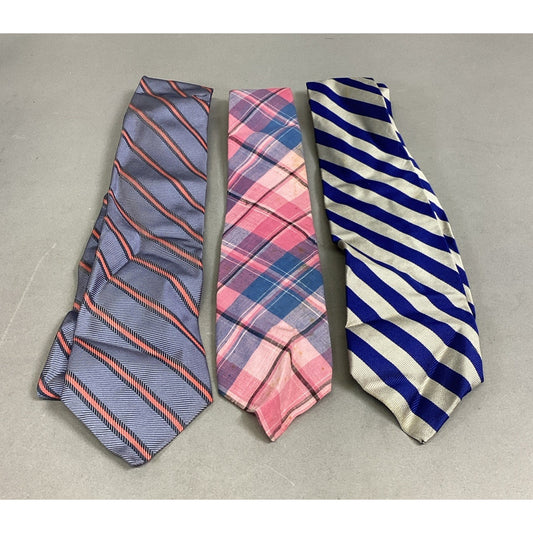 Brooks Brothers Striped Blue/Pink Tie, Pink Blue Plaid & Blue/White Striped Ties