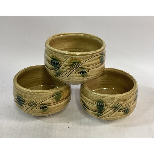 Lot Of 3 Hand Painted Decorative Pottery Soup Bowls - 3 3/8”Hx4.5”D