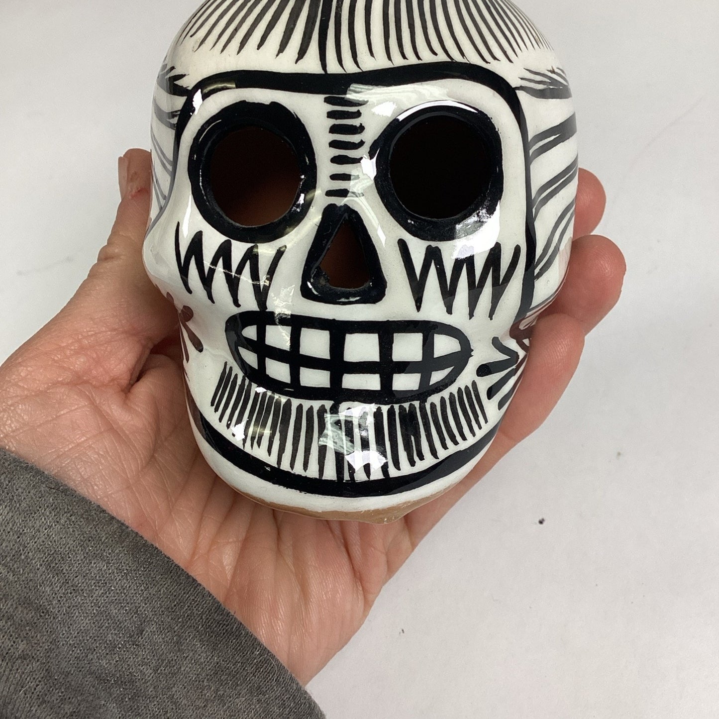 Day Of The Dead Black And White Small Sugar Skull Figurine