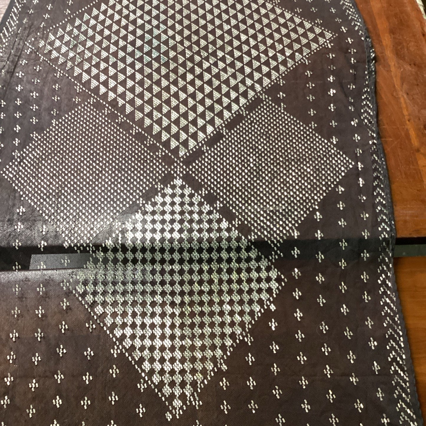 Black Silver Sequin-Like Table Runner Or Table Cloth - 90x27” Diamonds/Camels