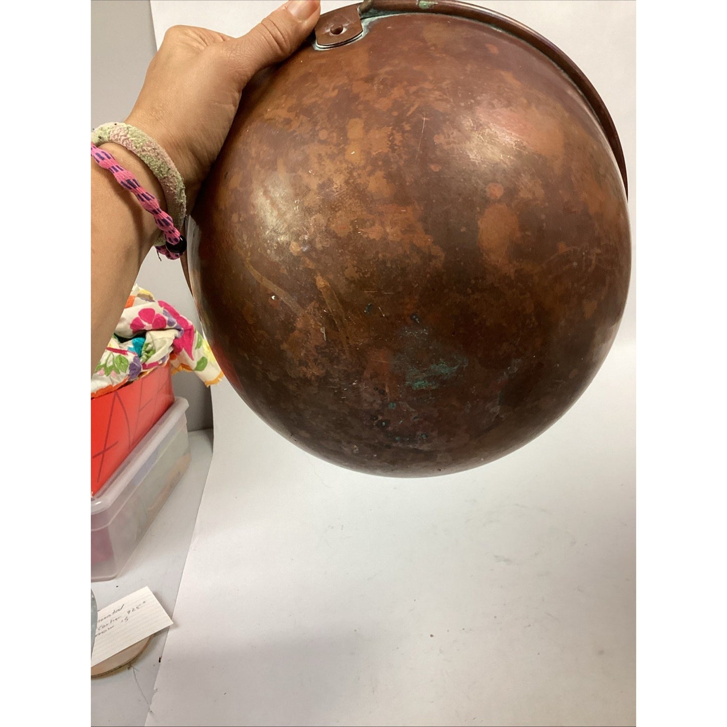 Vintage Copper Mixing Bowl w/ Brass Ring (Rolled Edge) 10.5”x5.5”