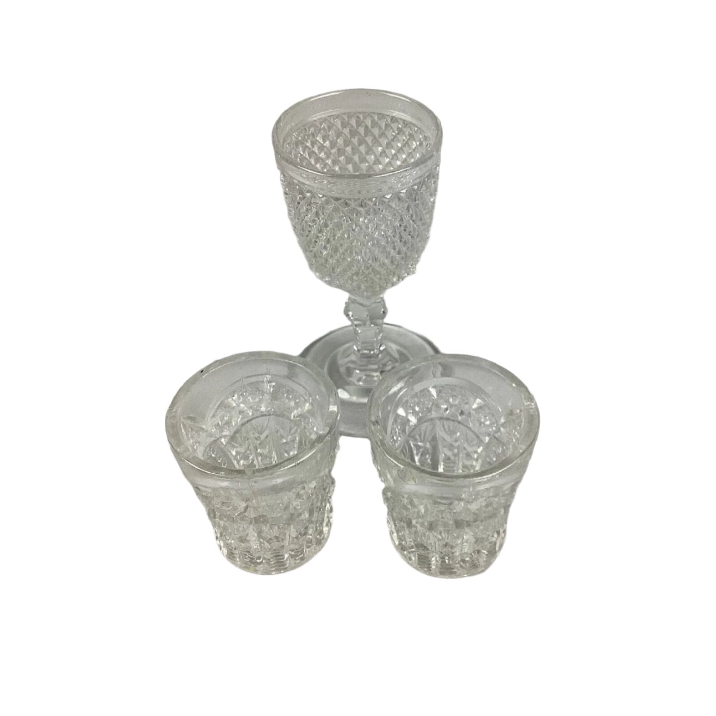 Clear Vintage Goblet And 2 Shot Glasses