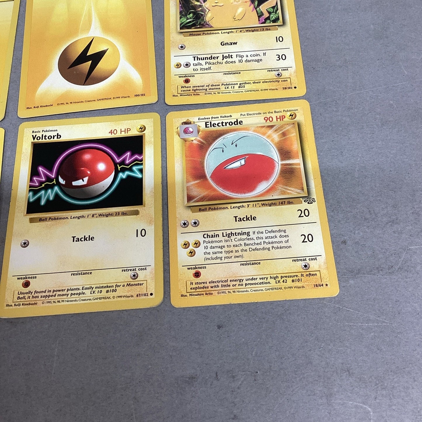 Lot Of 6 Pokémon Trading Cards - Energy, Pikachu, Electrike, Voltorb, Electrode