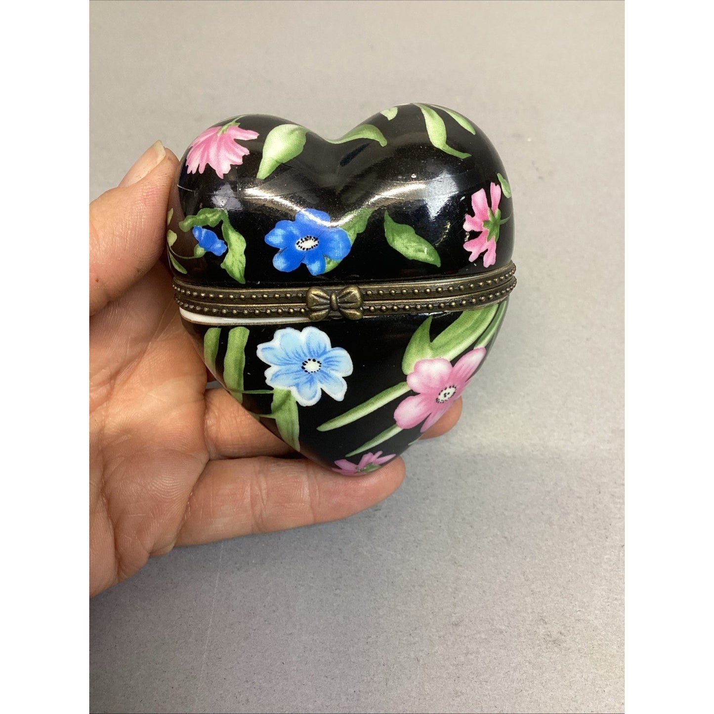 Vintage Floral Heart  Heart Trinket Box
