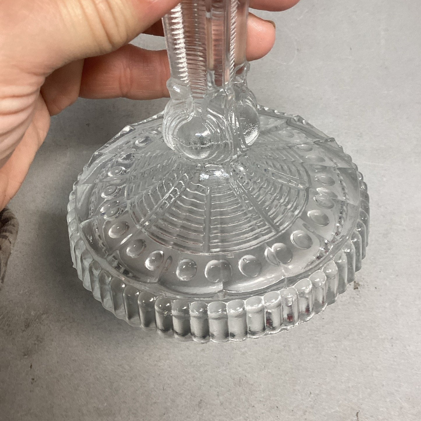 Elegant Antique Bayel Louis XV Candlestick 8.5" Clear Pressed Glass