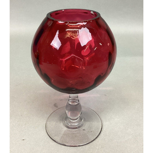 Vintage Glass Cranberry France PV Flower Vase Or Goblet - 6.5”