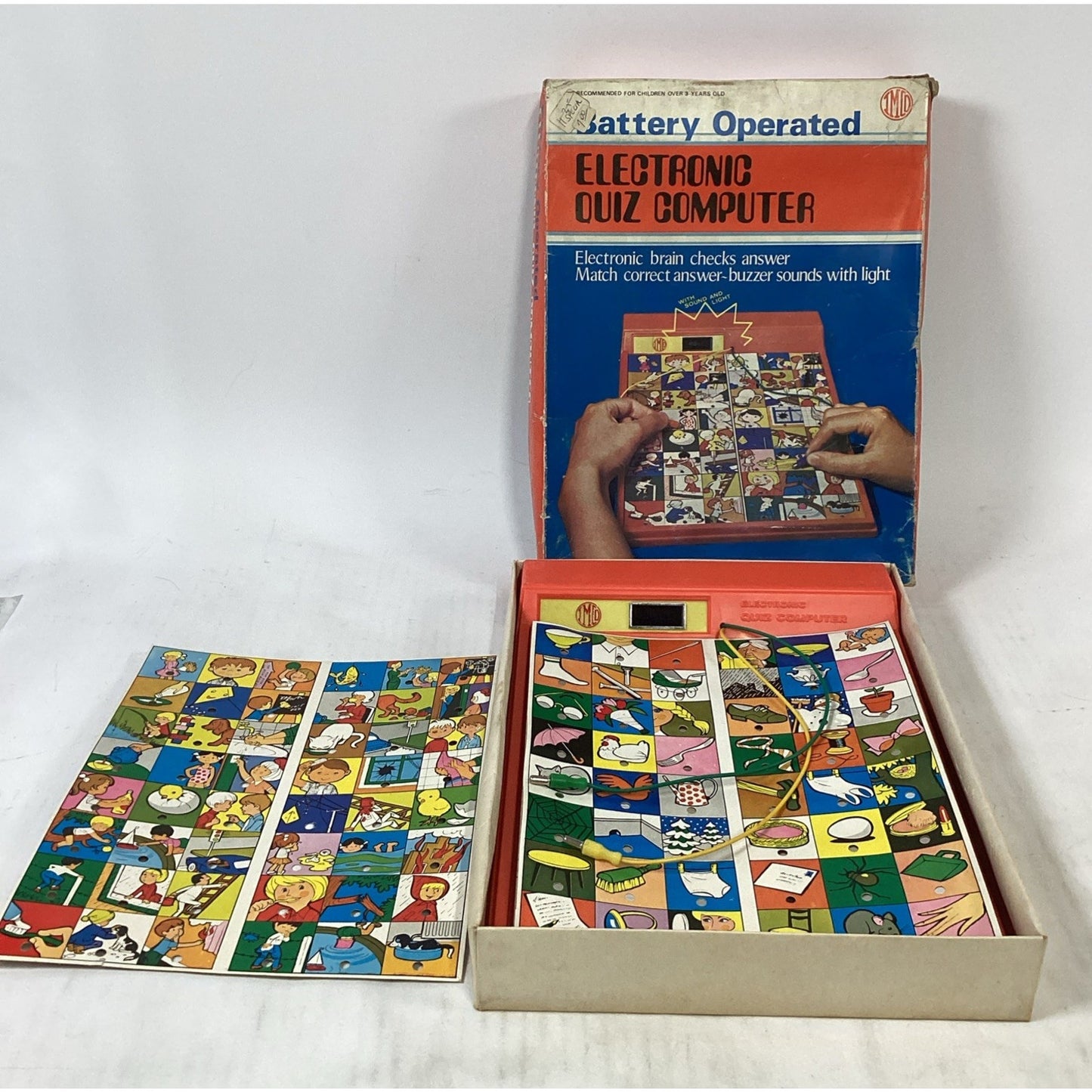 Vintage Battery Operated Electronic Quiz Computer W/ 2 Sheets