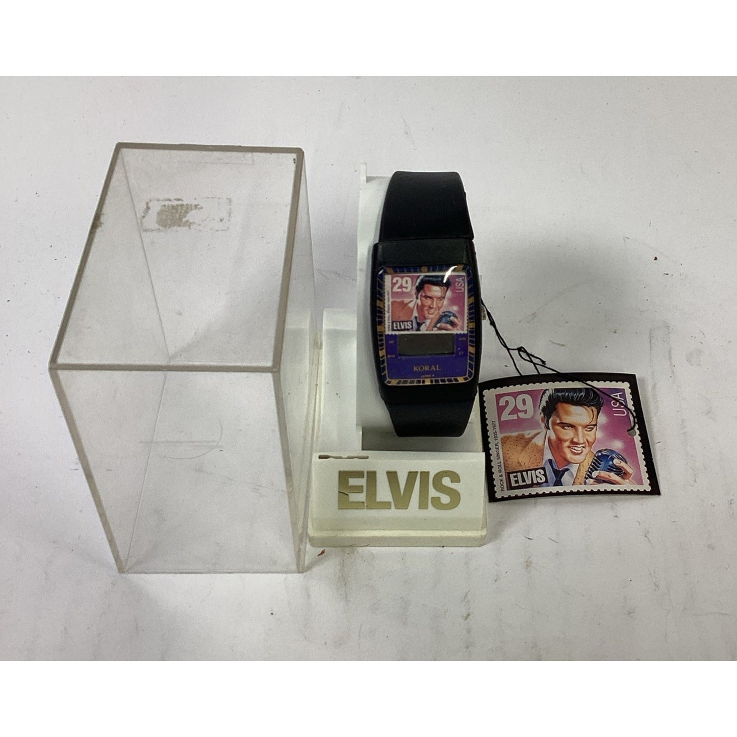 Vintage ELVIS PRESLEY STAMP Digital WATCH New In Box By KORAL 1992